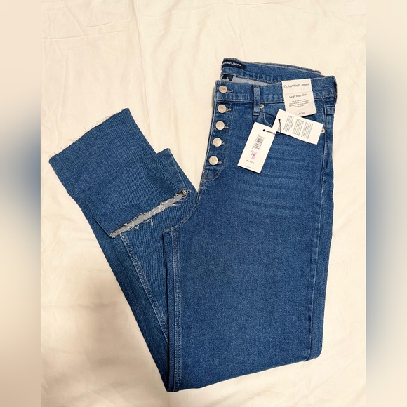 NWT Calvin Klein High Rise Blue Denim Jeans SIZE 14/32 CLOUSURE bottom - Picture 1 of 7